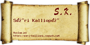 Sári Kalliopé névjegykártya